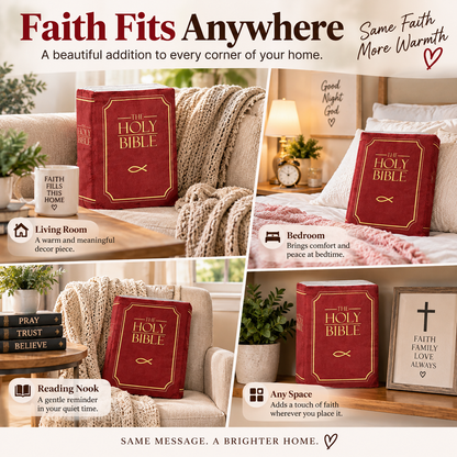 📖 Faith-Inspired Bible Pillow – Soft Book-Shaped Cushion for Home & Gifting