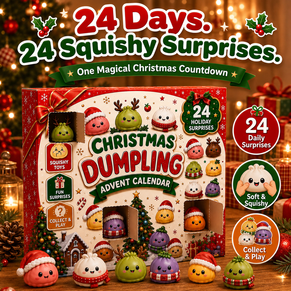 🎅 24 Days of Mini Squishies – Christmas Advent Calendar with Daily Surprises