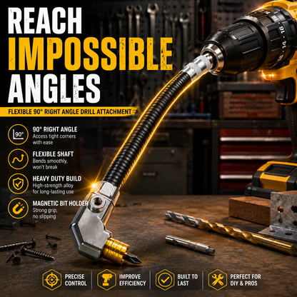 🔧 Flexible 90° Drill Adapter – Reach Screws Your Drill Can’t