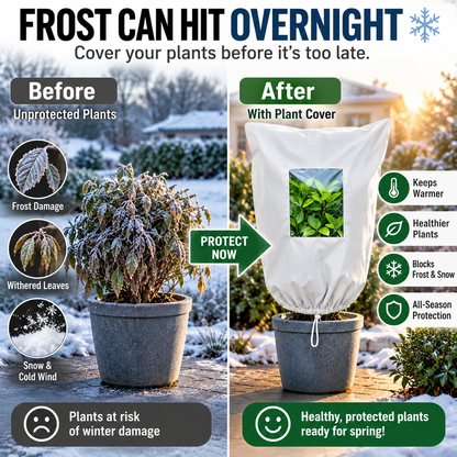 🌿 WINTER GARDEN ESSENTIAL | Plant Frost Protection Cover – Breathable Reusable Cover for Shrubs, Pots & Young Trees！