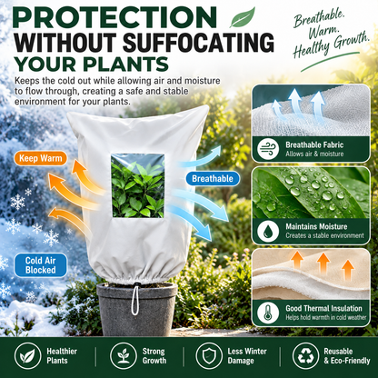 🌿 WINTER GARDEN ESSENTIAL | Plant Frost Protection Cover – Breathable Reusable Cover for Shrubs, Pots & Young Trees！