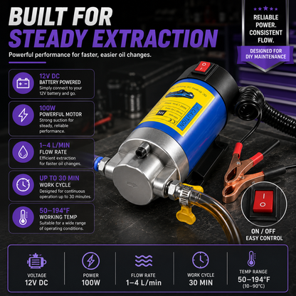 💪Fall Sale 50% OFF🔥 | 12V Portable Oil Extractor Pump – Easier DIY Oil Changes