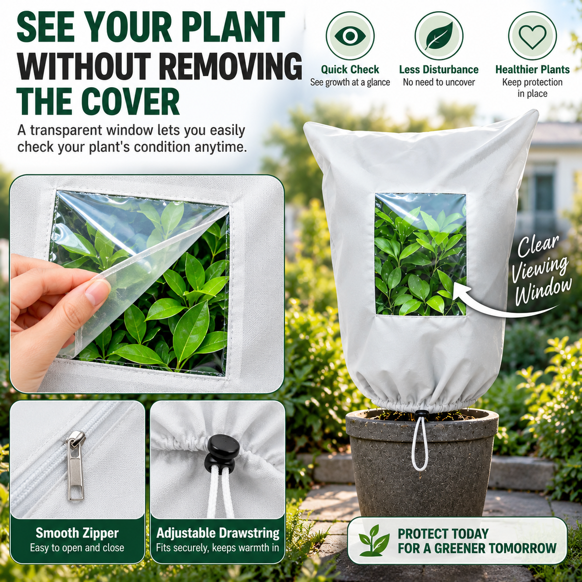 🌿 WINTER GARDEN ESSENTIAL | Plant Frost Protection Cover – Breathable Reusable Cover for Shrubs, Pots & Young Trees！