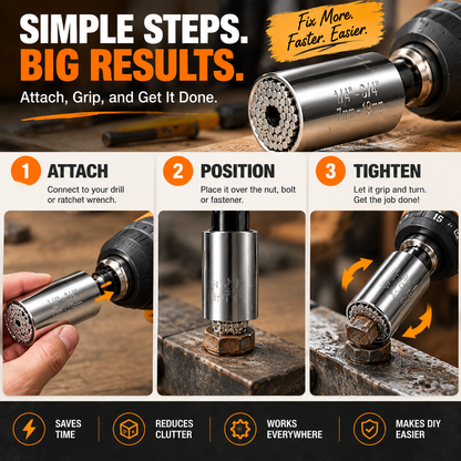 ⚙️ 2-Piece Self-Adjusting Universal Socket Set – For Nuts, Bolts, Hooks & Everyday Fixes