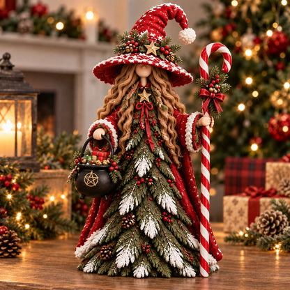 🎄 Christmas Enchanted Trio Figurine Set – Snowman, Santa & Winter Witch Decor ✨