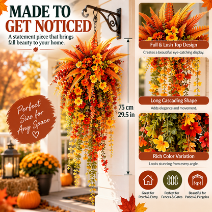 FALL PORCH FAVORITE | Cascading Artificial Fern Swag – Autumn Hanging Decor for Entryways, Columns & Gates