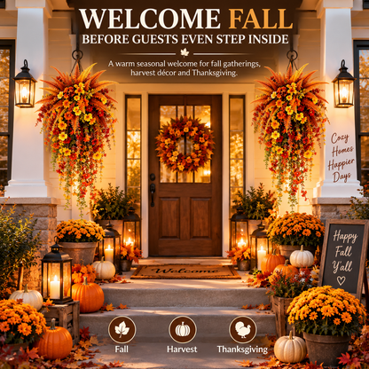 FALL PORCH FAVORITE | Cascading Artificial Fern Swag – Autumn Hanging Decor for Entryways, Columns & Gates