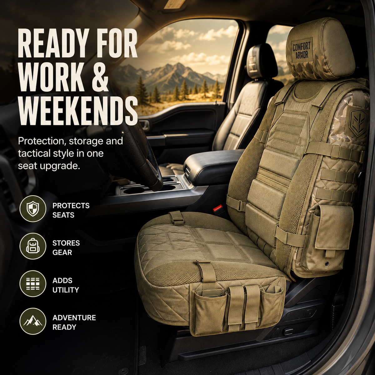 🚗 MOLLE Car Seat Organizer – Tactical Storage & Seat Back Protection