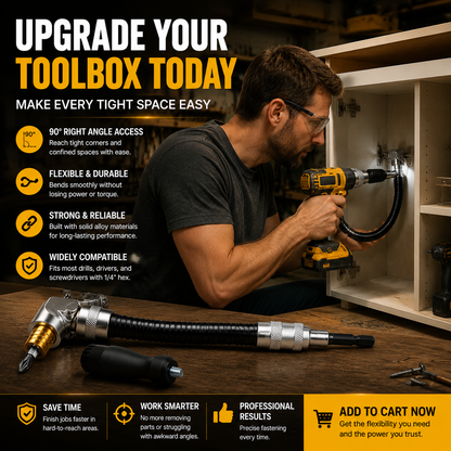 🔧 Flexible 90° Drill Adapter – Reach Screws Your Drill Can’t