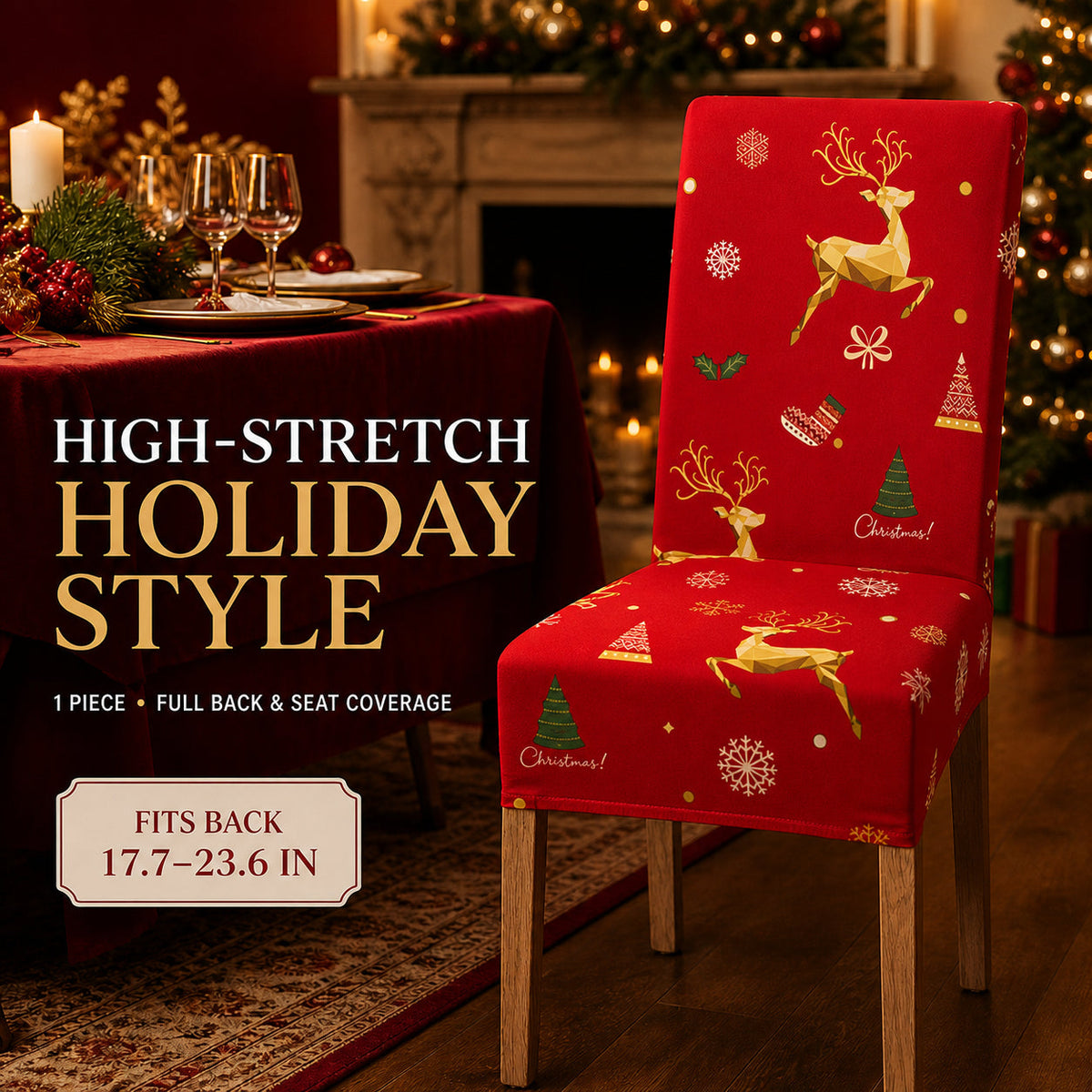 ✨ Christmas Stretch Dining Chair Covers – Instant Holiday Makeover🔥