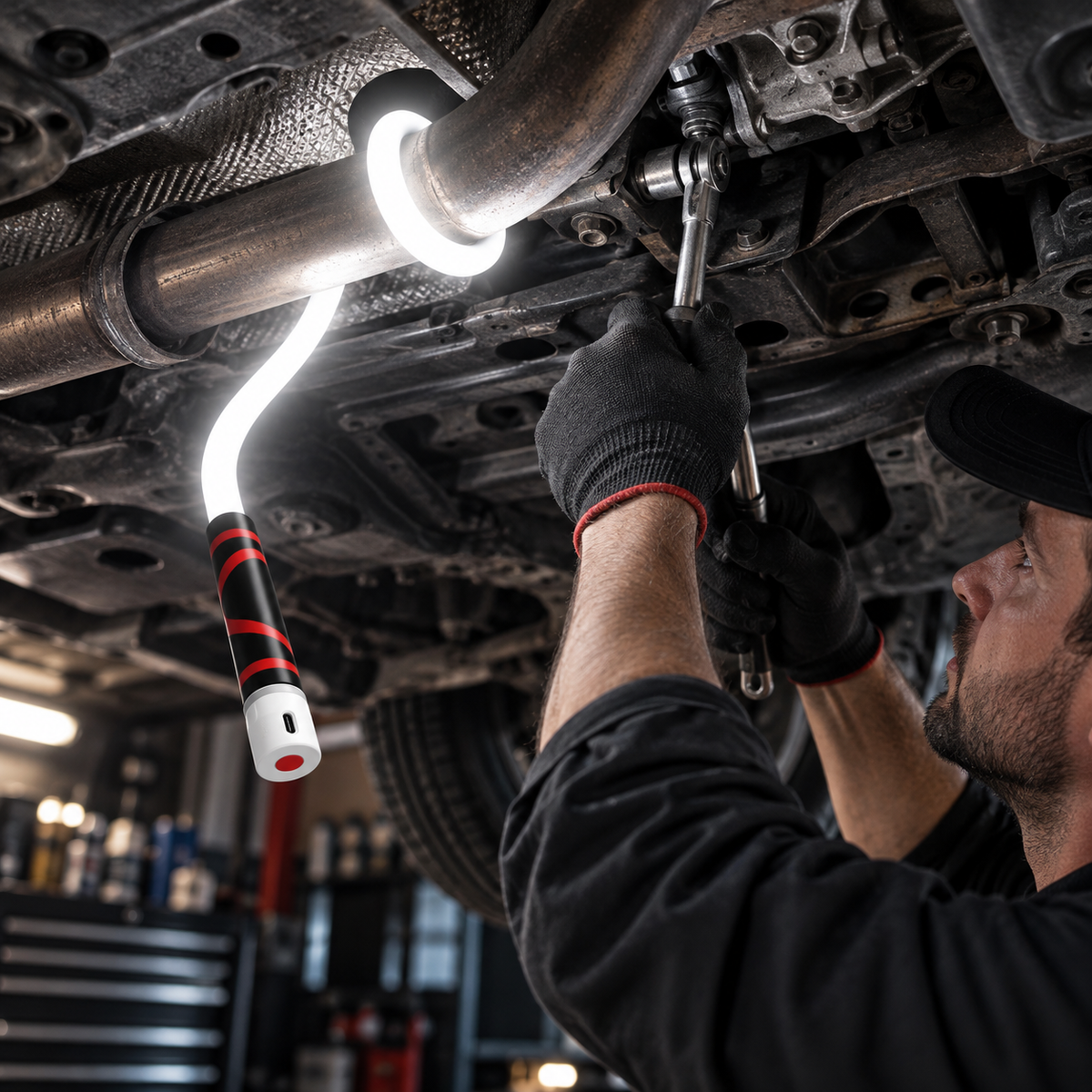🔧 Bendable LED Work Light – Hands-Free Lighting for Tight, Dark Spaces