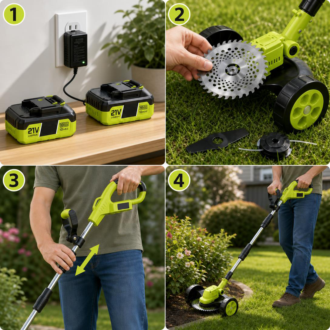🌿🔥2026 Hot Sale 21V Cordless 3-in-1 Grass Trimmer, Edger & Mini Mower