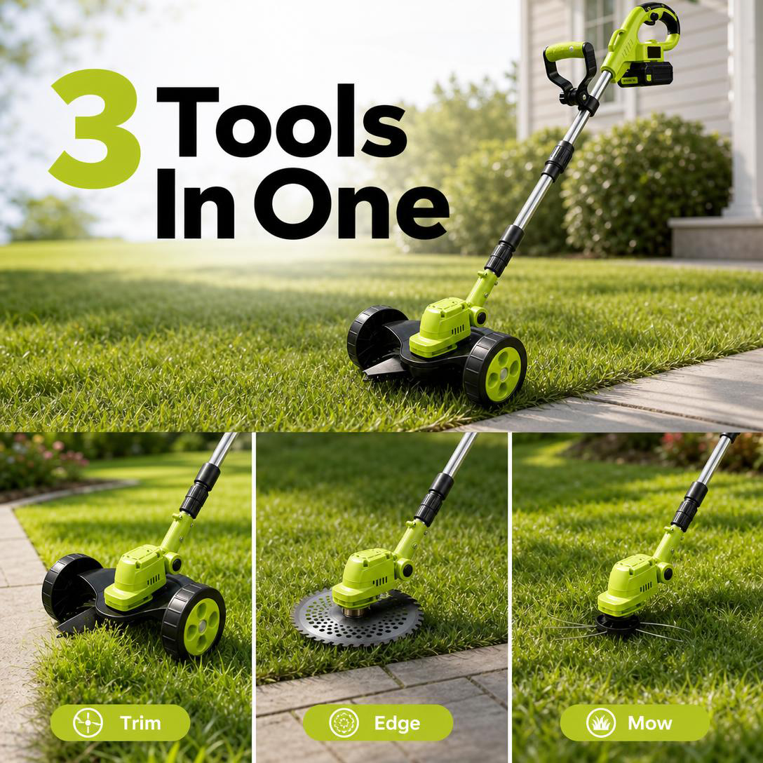 🌿🔥2026 Hot Sale 21V Cordless 3-in-1 Grass Trimmer, Edger & Mini Mower