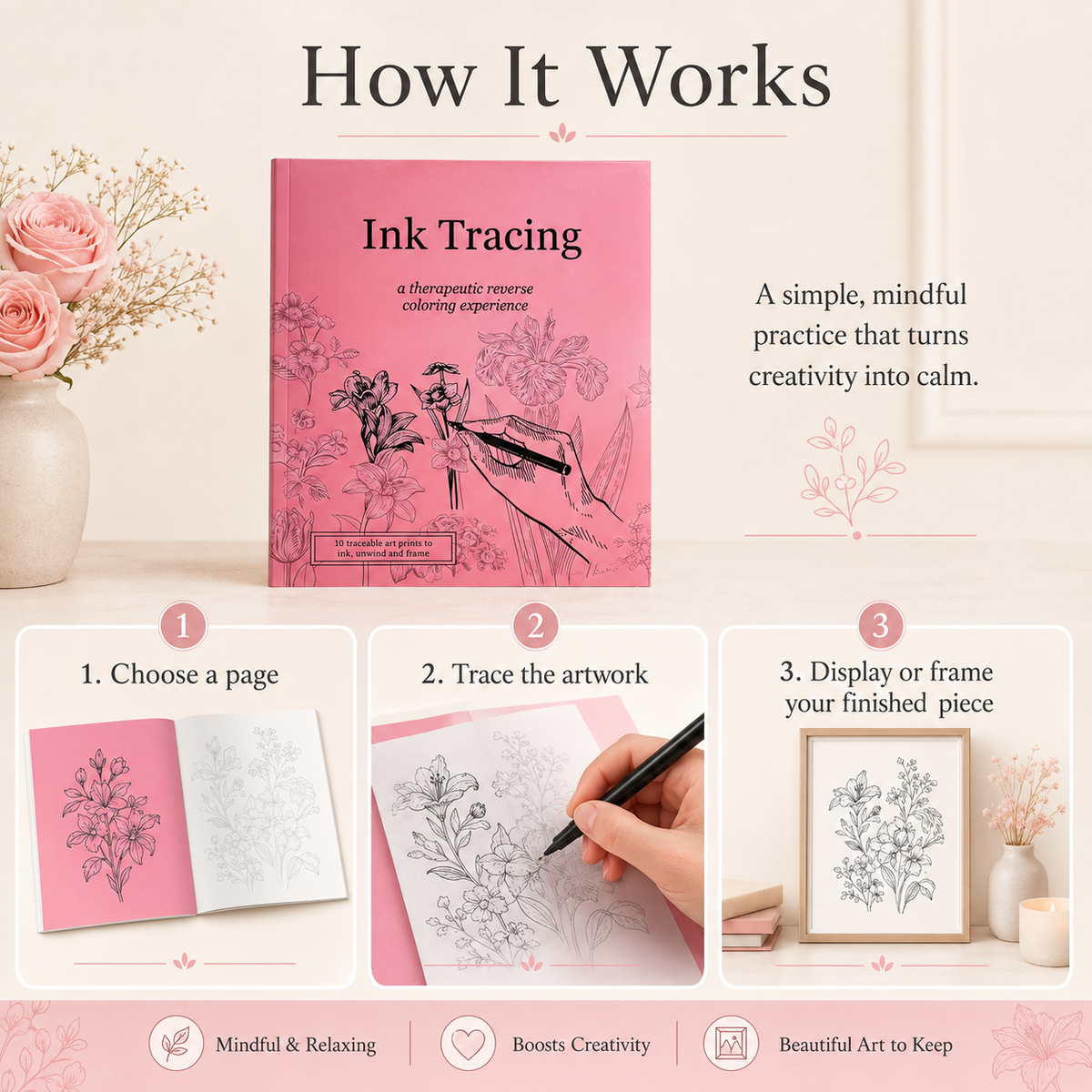 📚Ink Tracing Book — Therapeutic Reverse Coloring for Beginners