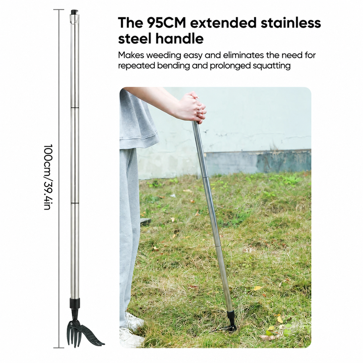 🌱 Root-Grip Garden Weed Puller – Easy Stainless Steel Weeding Tool