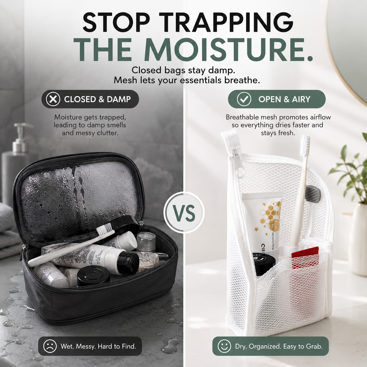 🧳 2-Pack Hanging Mesh Toiletry Bags — Breathable Travel Organizer With Toothbrush Slots & Quick-Dry Storage