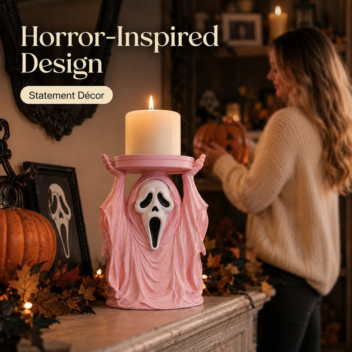 👻 Ghostface Scream Candle Pedestal Holder