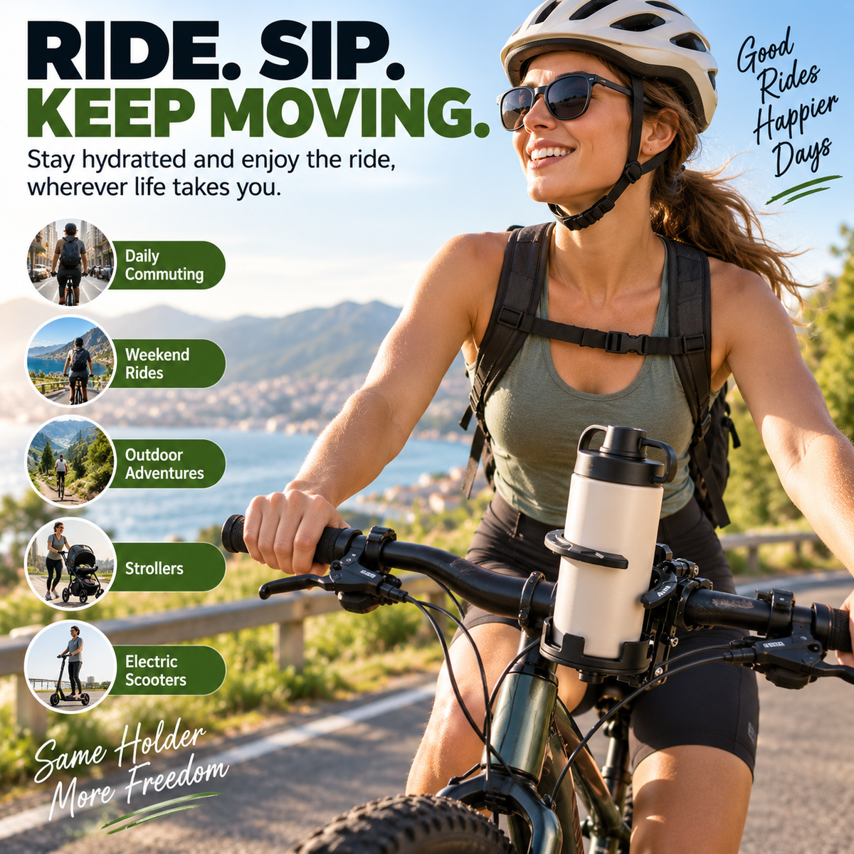 🚴 Foldable 360° Rotating Bike Cup Holder – Adjustable Drink Mount for Bikes, Scooters & Strollers