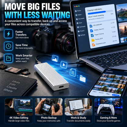 💾 16TB Portable Type-C Storage Drive – More Room for Photos, Videos & Files