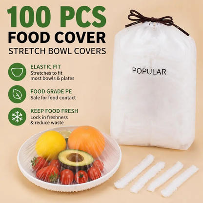 🥗🍽️100PCS Stretch Bowl Covers – Freshness Sealed, Waste Reduced