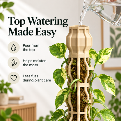 🪴Stackable Climbing Plant Support Pole – Vine Clips, Moss Fill & Top Watering Design