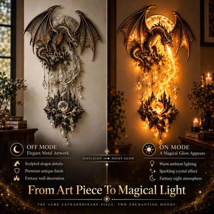 Last Day 49% OFF – 🐉 Dragonfire Moonlight Wall Lamp | Enchanted Fantasy Castle Decor