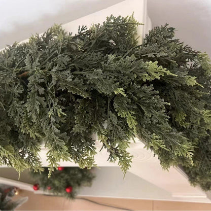 🎄Artificial Cedar Garland — 180cm Lush Greenery for Holiday Decorating