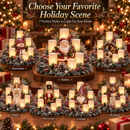 🌲Lighted Christmas Centerpiece — 7 Styles, Candle-Style Holiday Decor