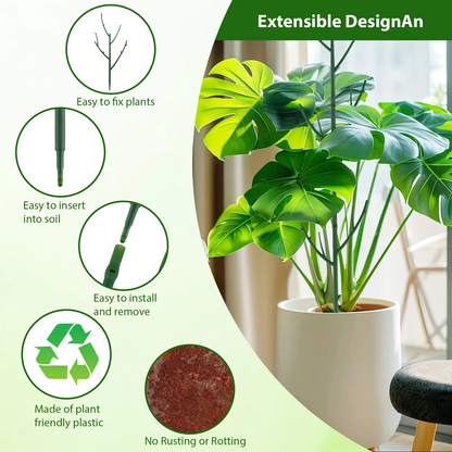 🌿 6-Pack Stackable Monstera Plant Support – Extendable Climbing Moss Poles