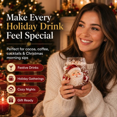 🎅✨Magical Christmas 3D Glass Cup Collection – Santa, Reindeer, Snowman & Christmas Tree