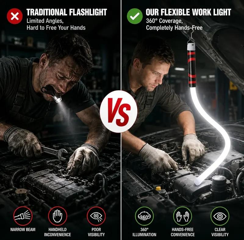 🔧 Bendable LED Work Light – Hands-Free Lighting for Tight, Dark Spaces