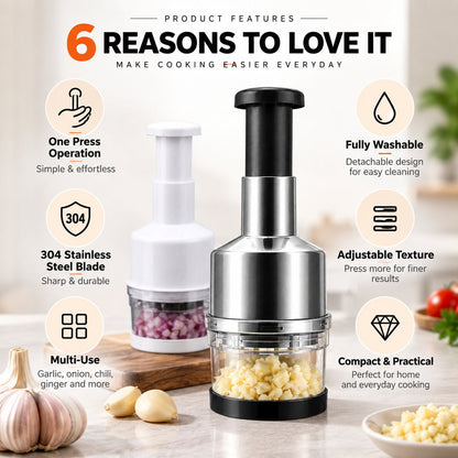 🥣Chop Garlic Faster – Press-Down Manual Food Chopper