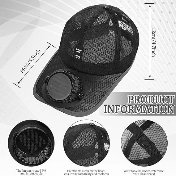 ☀️ Solar Fan Hat with USB Charging – Hands-Free Airflow for Hot Outdoor Days