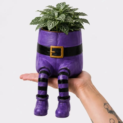 🎉49% OFF – 🎃 Halloween Hanging Leg Planter | Hand-Painted Resin Character Pot for Succulents, Shelves, Desks, Porches & Spooky Seasonal Displays 🪴