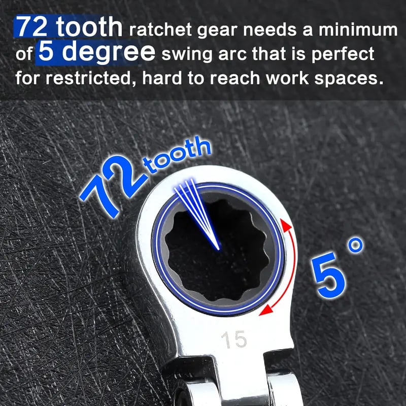 💯🛠️ 5-Piece Stubby Flex-Head Ratchet Wrench Set – Built for Tight Spaces Wrench Set 72-Tooth Metric Mechanic Tools