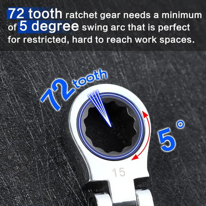 💯🛠️ 5-Piece Stubby Flex-Head Ratchet Wrench Set – Built for Tight Spaces Wrench Set 72-Tooth Metric Mechanic Tools
