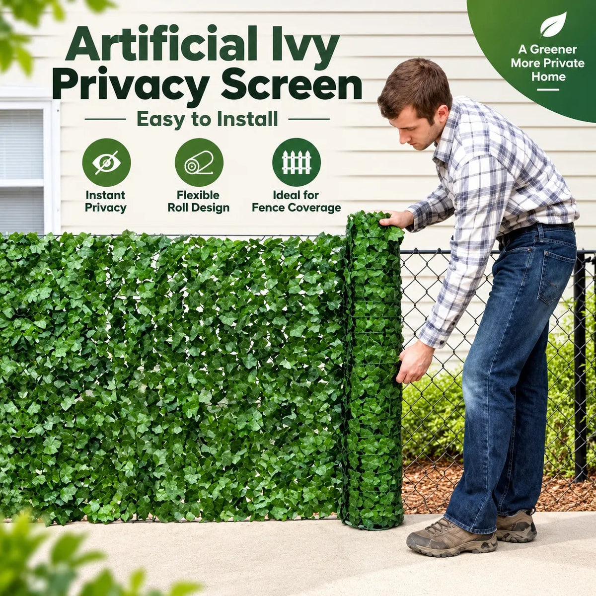 🌿 Artificial Ivy Privacy Screen – Instant Greenery for Fences & Balconies