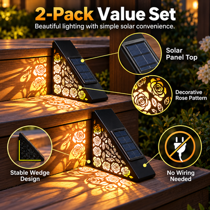 2-Pack Solar Step Lights – Automatic Dusk-to-Dawn Glow, No Wiring Needed for Steps, Porches & Garden Paths