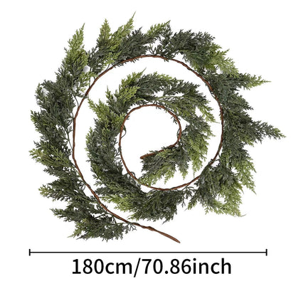 🎄Artificial Cedar Garland — 180cm Lush Greenery for Holiday Decorating