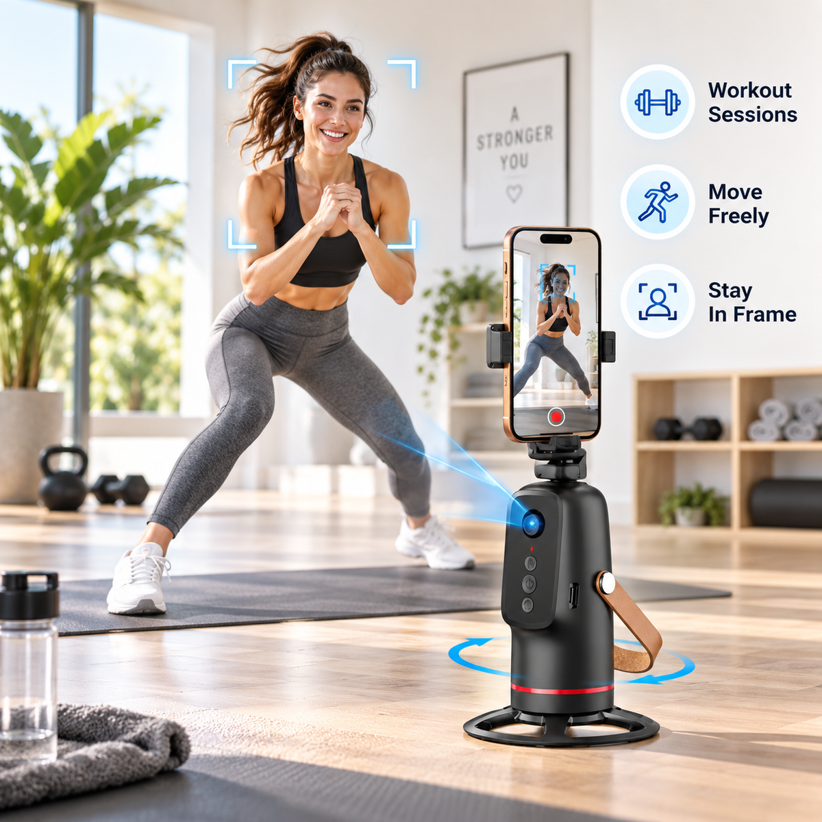 📱360° Auto Face Tracking Phone Holder – ✨Gesture Control Hands-Free Vlogging Stand