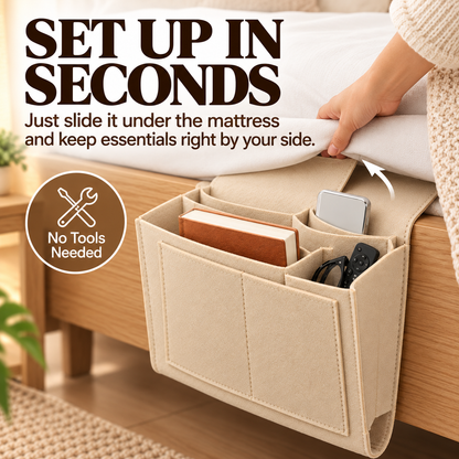 Bedside Hanging Organizer — Multi-Pocket Storage for Bed & Sofa