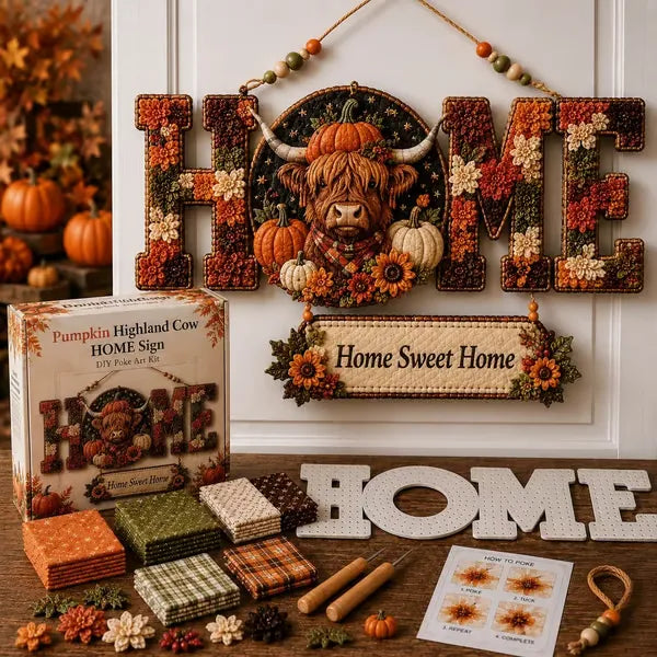 ✨ DIY Fabric Poke Art HOME Sign Kit — 5 Themed Styles, No-Sew Craft