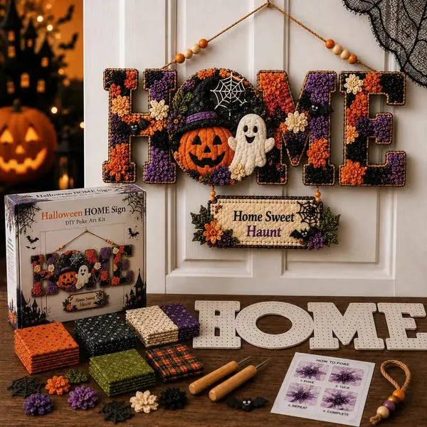 ✨ DIY Fabric Poke Art HOME Sign Kit — 5 Themed Styles, No-Sew Craft