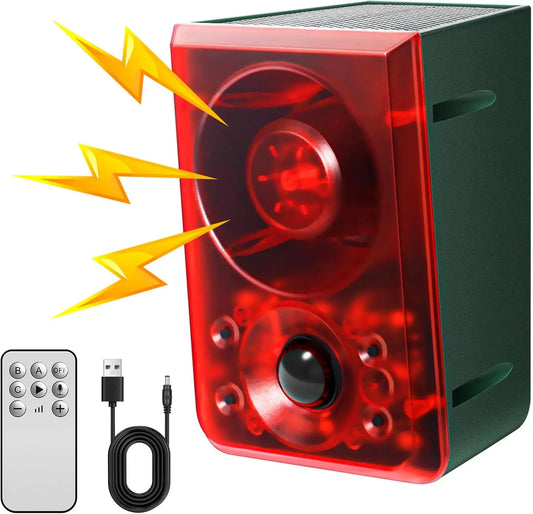 🔊 Solar Motion Sensor Animal Deterrent Alarm – 3 Modes + Custom Sound
