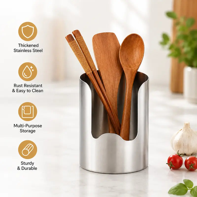 ✨Thickened Stainless Steel Utensil Organizer, Rust Resistant Easy to Clean