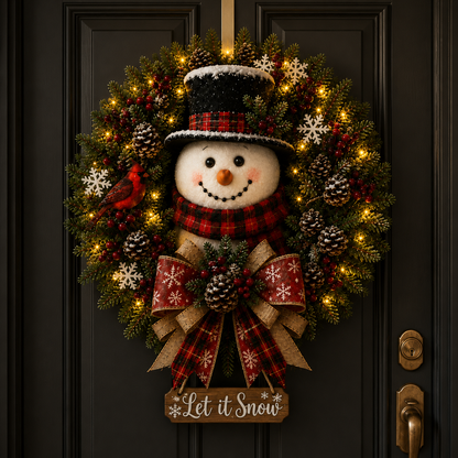 ⛄ Snowman Lighted Christmas Wreath✨