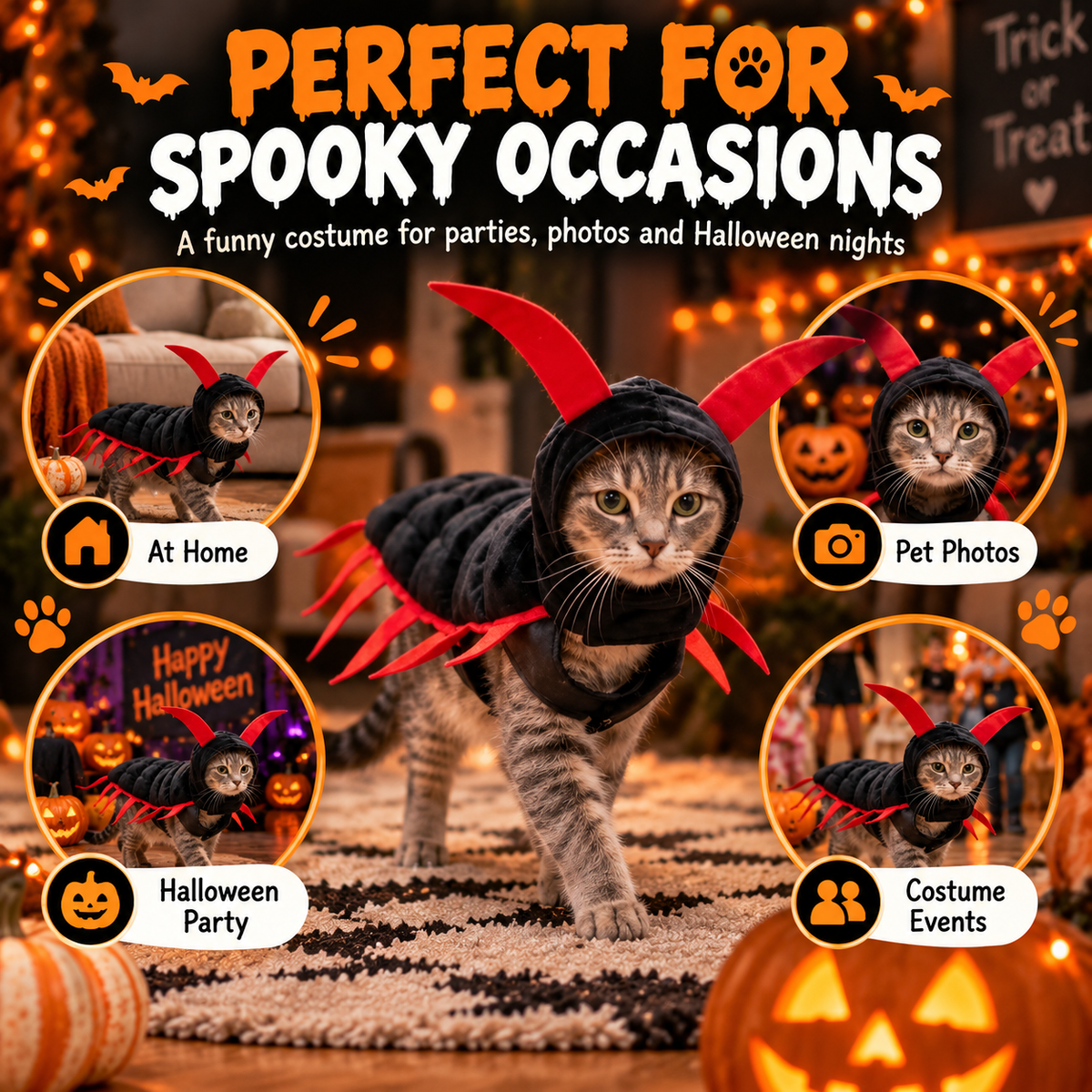 🐛Halloween Cat And Centipede Costume
