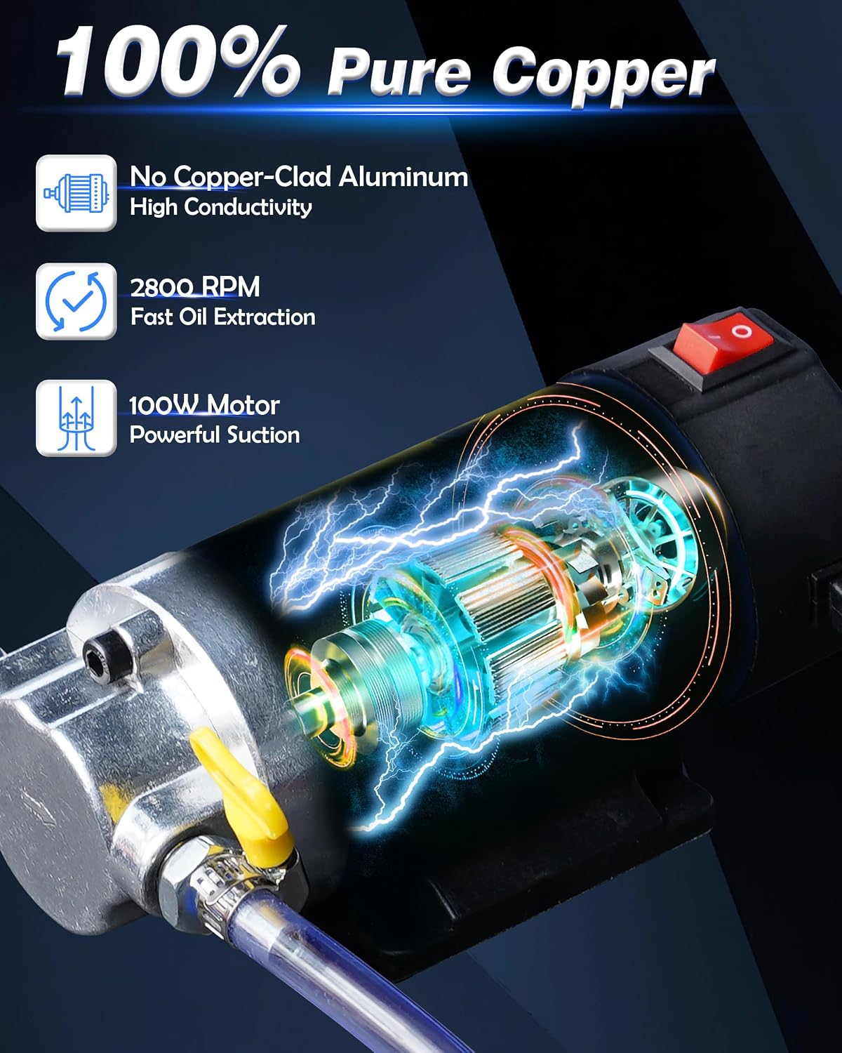 Oil Pump 12V 100W, Oil Extractor Pump for DIY Engine Oil Change