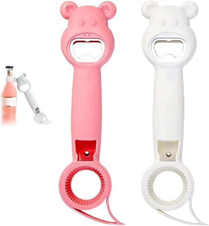 🐻 4-in-1 Bear-Shaped Opener – Open Bottle Caps, Pull Tabs & Jar Lids with Less Hassle