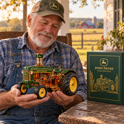 🚜 Farm Heritage Tractor Collector’s Bottle 🌾 Green & Gold Gift Box